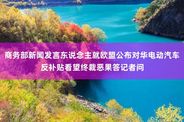 商务部新闻发言东说念主就欧盟公布对华电动汽车反补贴看望终裁恶果答记者问