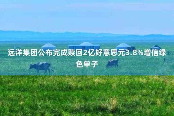 远洋集团公布完成赎回2亿好意思元3.8%增信绿色单子