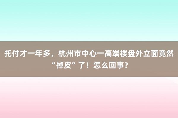 托付才一年多，杭州市中心一高端楼盘外立面竟然“掉皮”了！怎么回事？