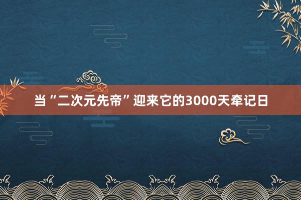 当“二次元先帝”迎来它的3000天牵记日