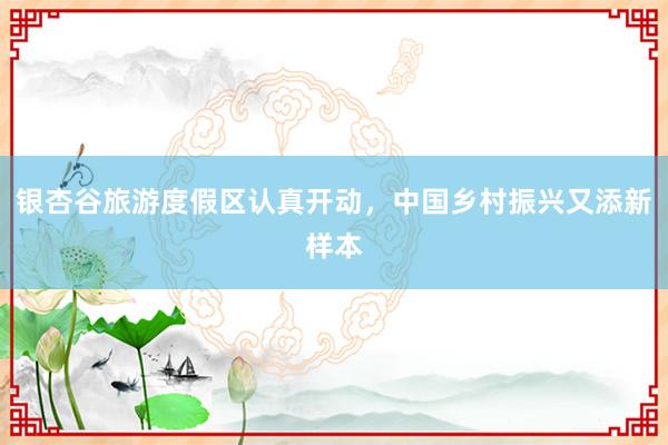 银杏谷旅游度假区认真开动，中国乡村振兴又添新样本